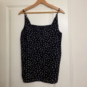 Banana Reoublic Daisy Floral Black Spaghetti Strap Blouse Chiffon Womens M Boho